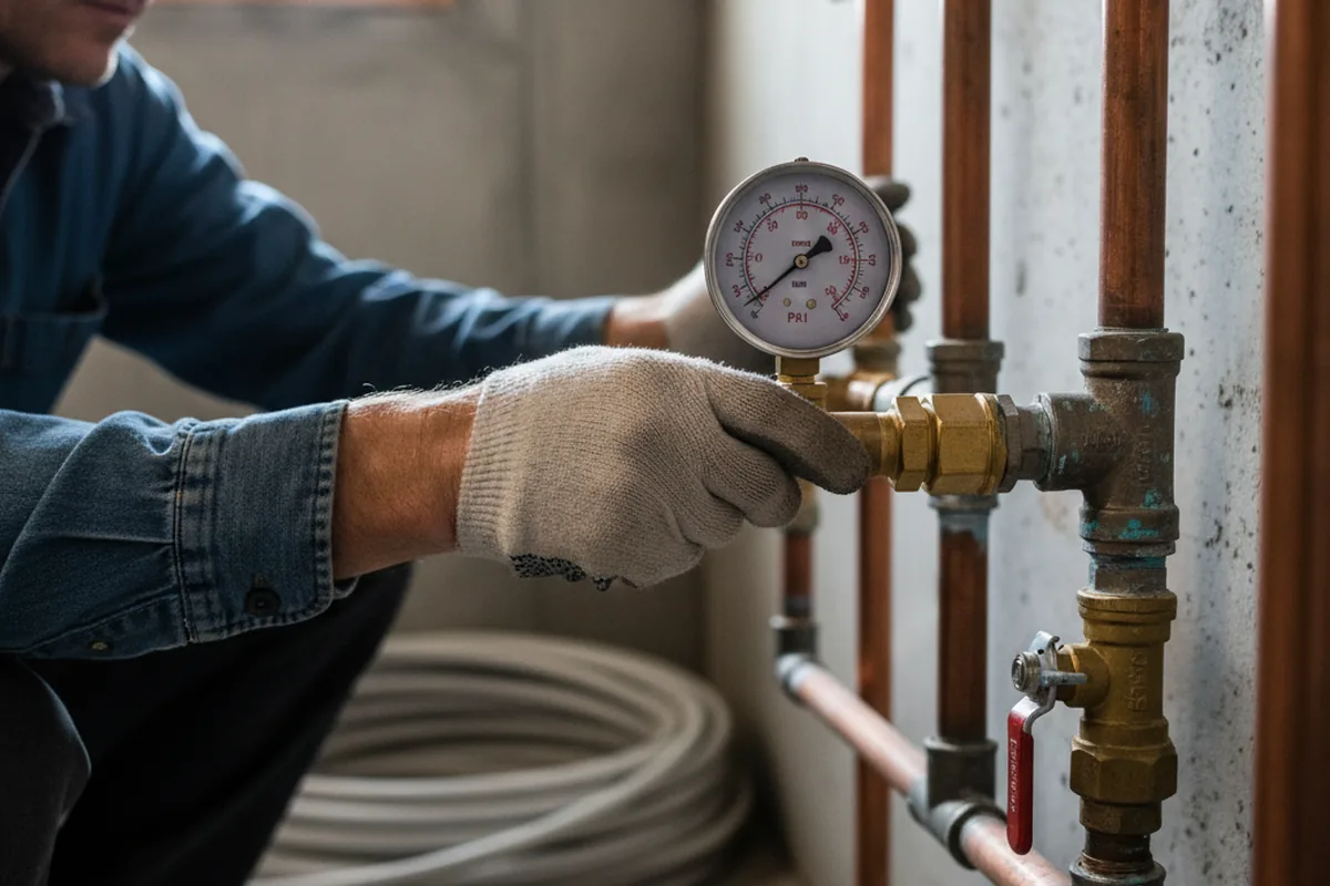 Pressure testing a repaired line during Water Line Repair in Weiser